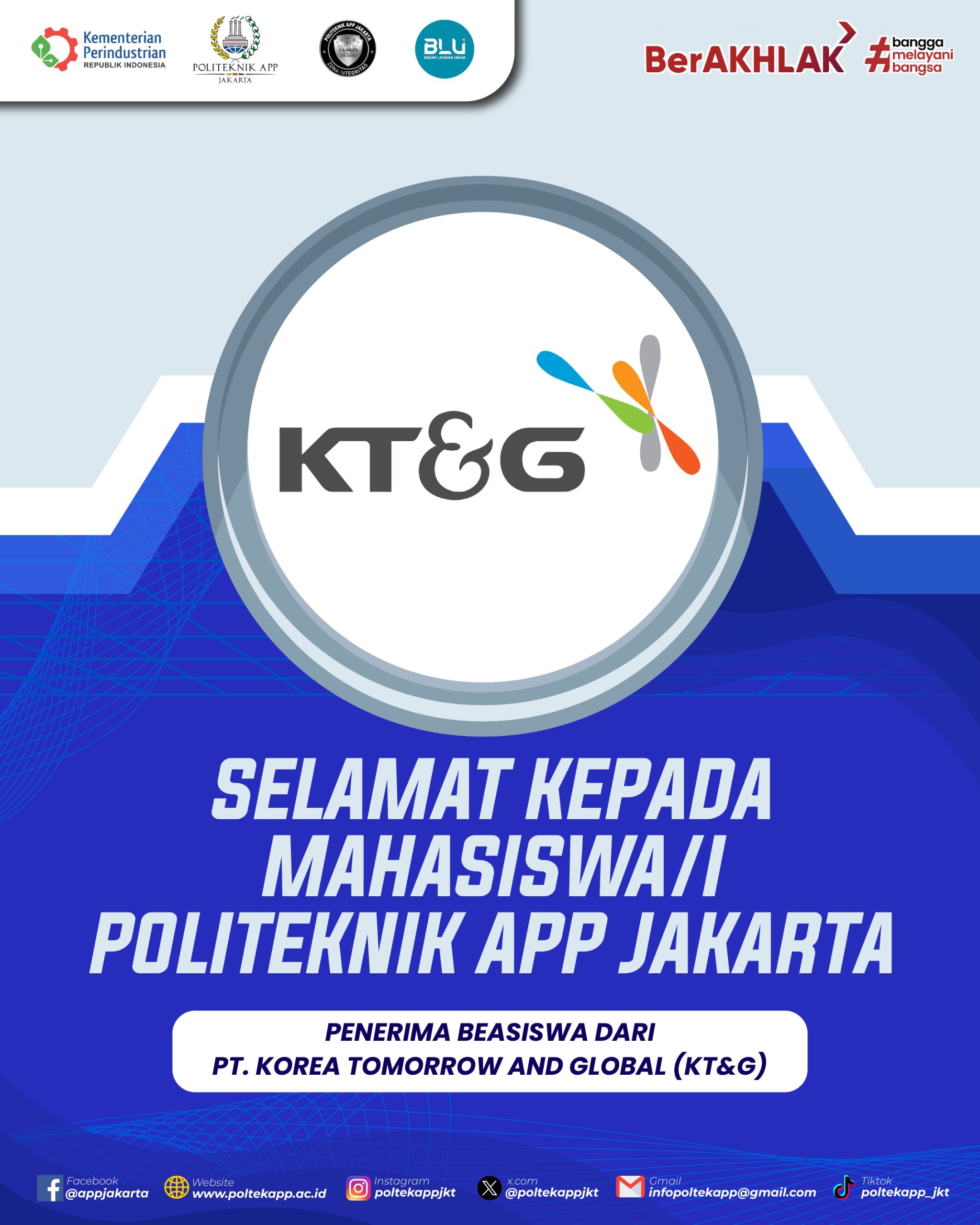 Beasiswa dari PT Korea Tomorrow and Global (KT&G)